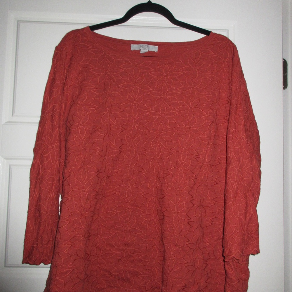 LOFT Rust Floral long Sleeve Top